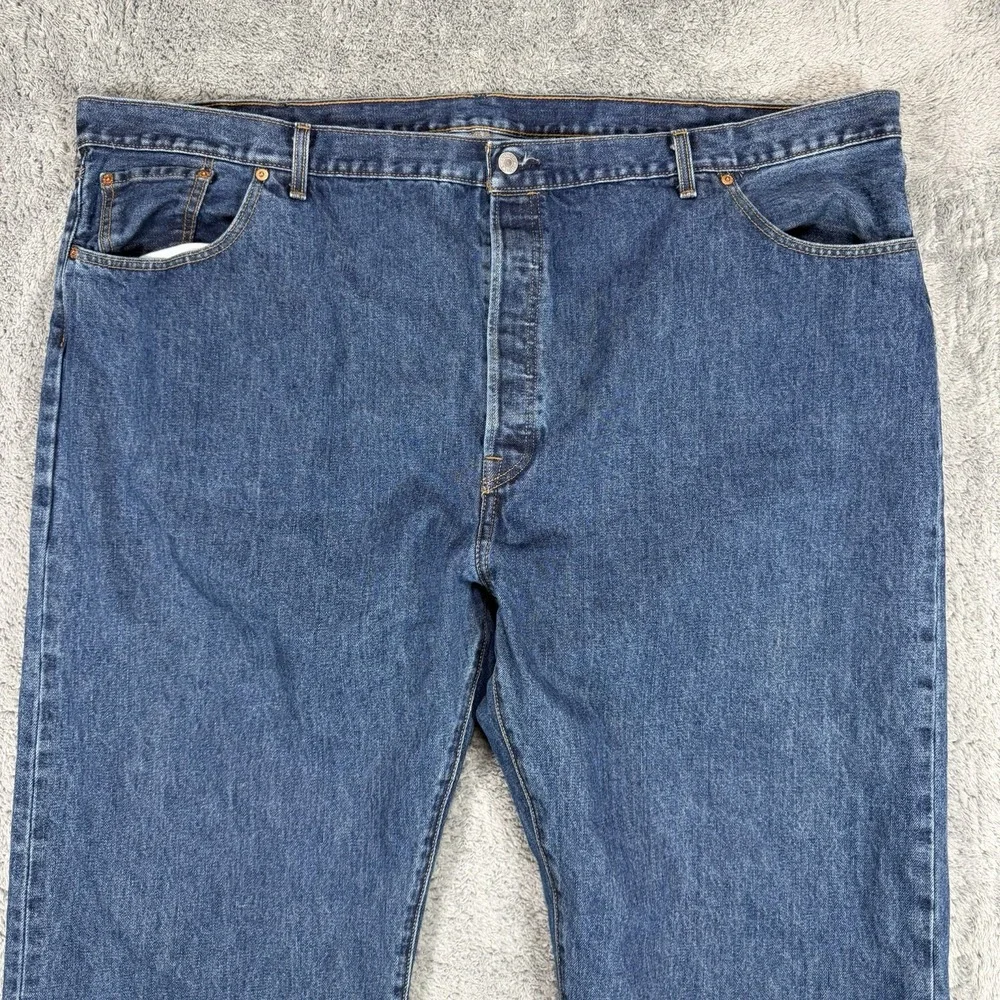 Levis 501 Jeans Mens 52x32 Blue Denim‎ Straight Leg Button Fly High Rise Casual